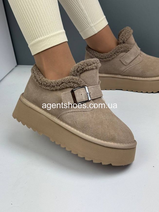 554.36 Черевики автоледі Зимові бежеві замшеві 36 розмір 554.36 фото